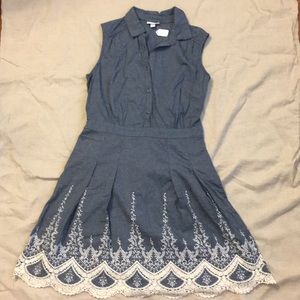 Denim Dress with Floral Detailing